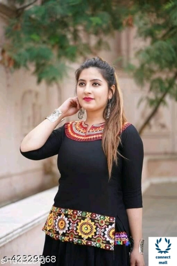 Stylish  RETRO  Women Ethenic Embroidered Rayon  Skirts And Tops - XXL